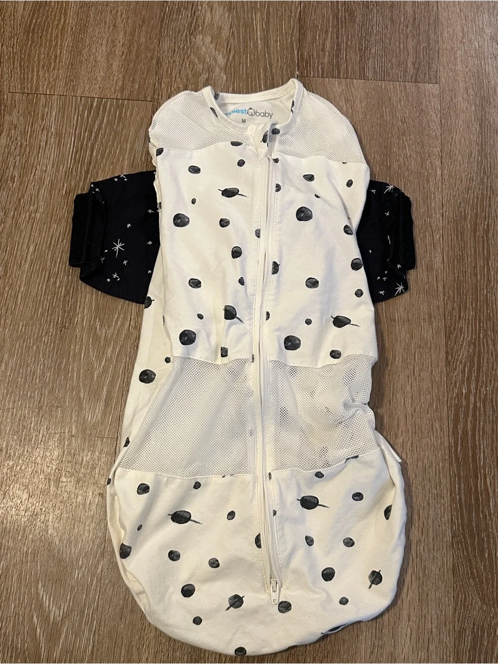White & Navy Planet Dot Sleep Sack - Unbranded